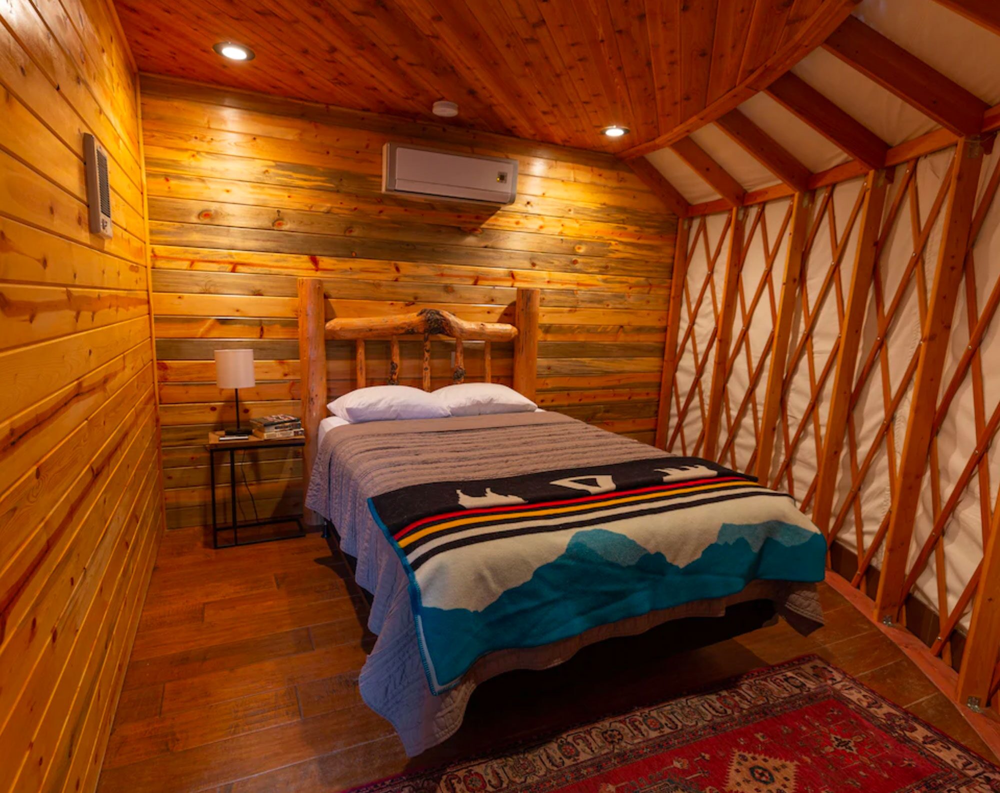 A guest bedroom at The Yurt at Craig